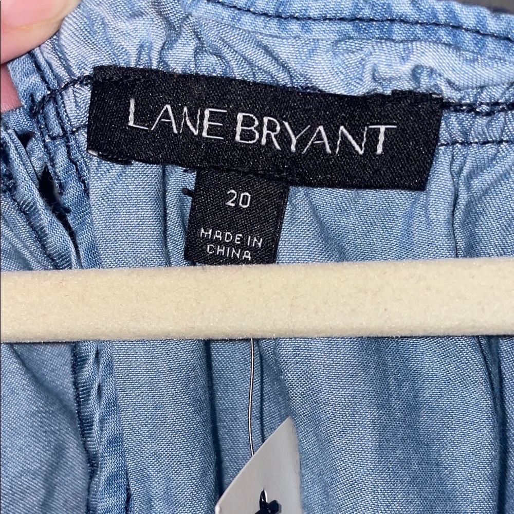 Lane Bryant Light Blue Embroidered Halter Tank Top - Picture 2 of 6